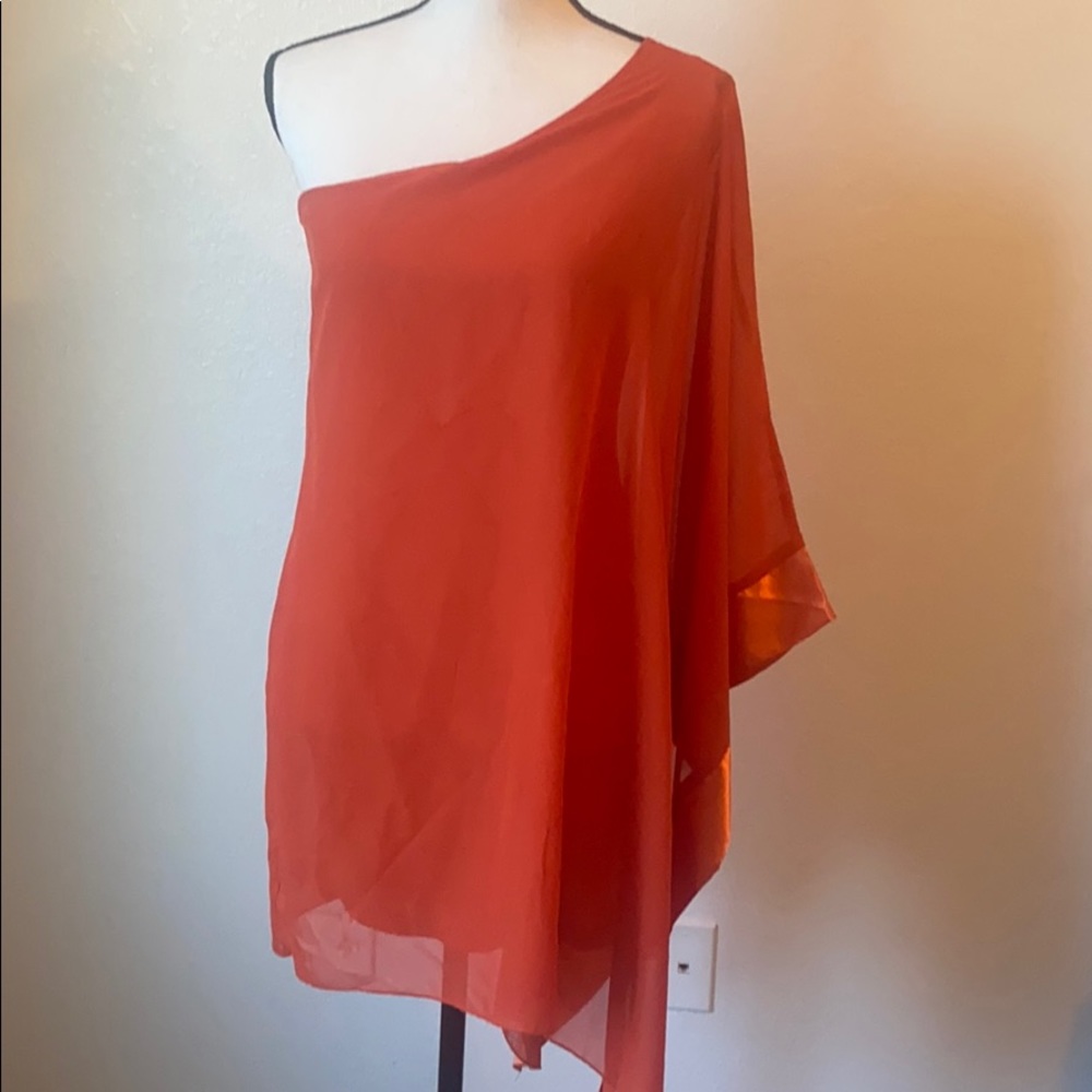 Orange off the shoulder midi dress